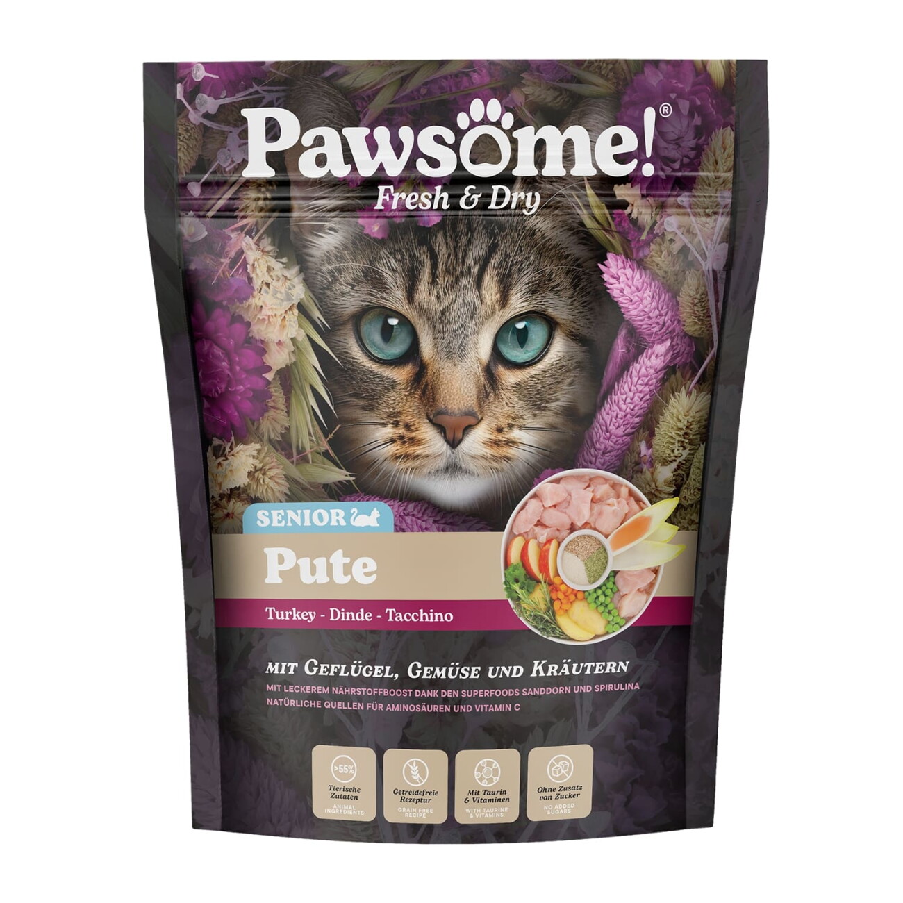 Pawsome Fresh & Dry Trockenfutter Katze, Senior, Pute 750 g