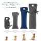 Blaues Stoff-Hundetrainingsdummy mit Seil und grünem Knebel mit der Aufschrift „Romneys“.