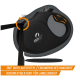 Schwarze REAVET-Rollleine mit 360°-Drehpfeil; orangener Banner: '360° GURTLAUFSYSTEM'