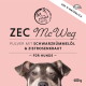 ZEC McWeg Hundefutterergänzungspulver mit schwarzem Kümmelöl und Zistrose, 400g-Packung mit einem zwinkernden Hund auf rosa Hintergrund.