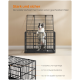 Eine schwarze Hundebox mit einem stehenden Hund darin, beschriftet mit "Stark und sicher," die ihren stabilen Stahlrahmen und verstärkten Stäbe hervorhebt.