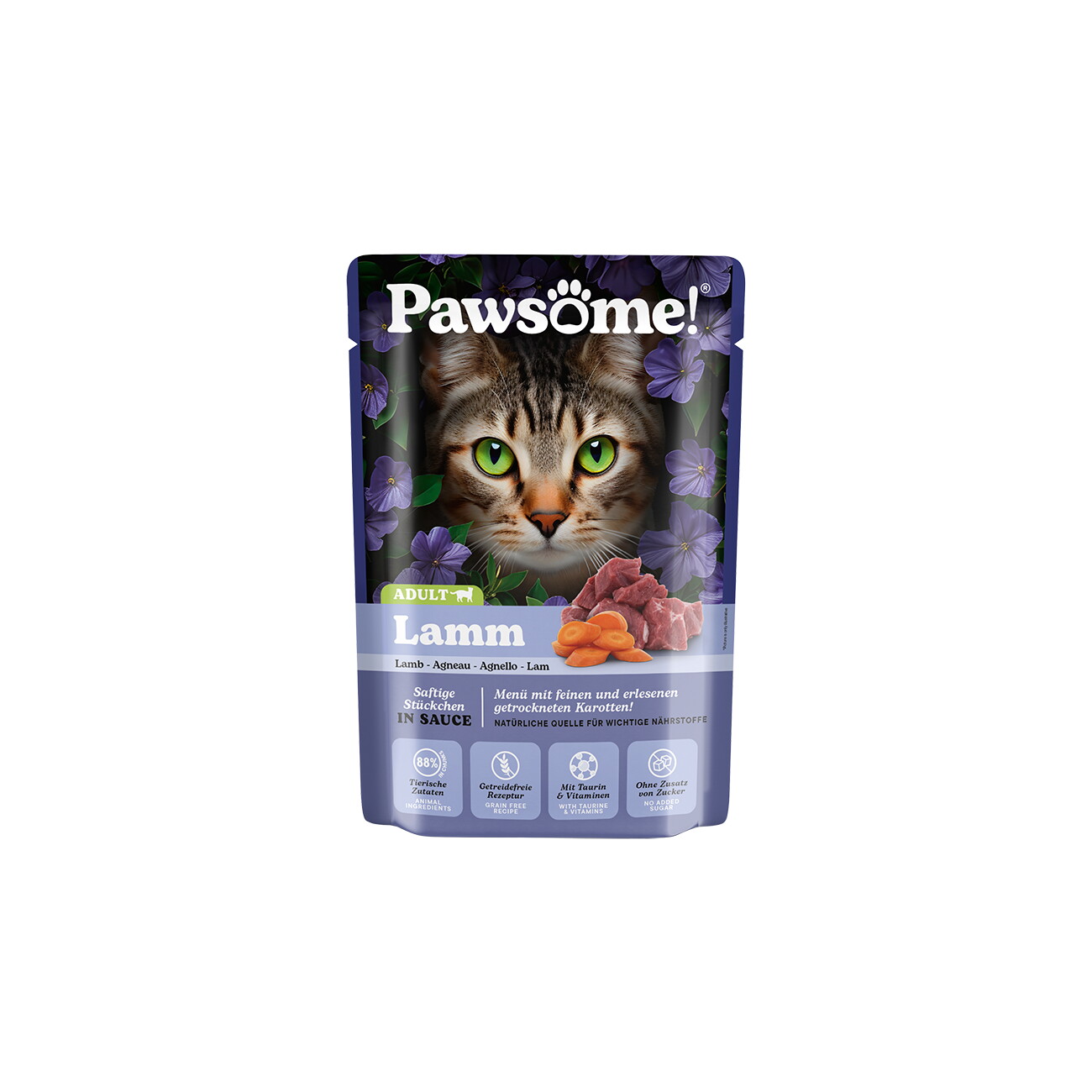 Pawsome Nassfutter Katze, Adult, Lamm 28x85 g