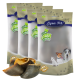 Vier Beutel Lyra Pet Nature Power Haustierfutter, mit Bildern eines Hundes, einer Katze und eines kleinen Hundes, mit Schalentier-Leckereien davor.