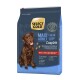 Torba z karmą dla psów z brązowym labradorem retrieverem, oznaczona 'SELECT GOLD MAXI ADULT' dla psów powyżej 25 kg, bogata w wołowinę.