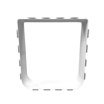 Weißer Kunststoffbehälter zur Aufbewahrung von Haustierfutter mit quadratischer Form und strukturierten Griffkanten, entworfen für eine einfache Handhabung.