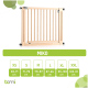 Holztiergitter namens "Miko", angezeigt mit Größenoptionen XS bis XXL, von 63-111 cm, auf einem weißen Hintergrund.