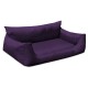 Lila Haustierbett aus weichem Stoff mit erhöhten Seiten für Komfort, entworfen für kleine bis mittelgroße Haustiere.