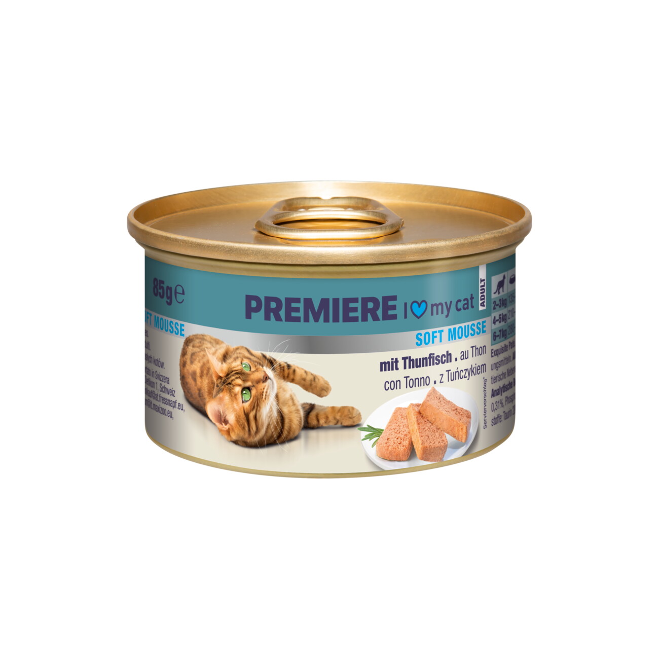 PREMIERE Soft Mousse Nassfutter Katze Adult Thunfisch 18x85 g