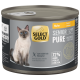 Select Gold Senior Pure Katzenfutterdose mit Hähnchengeschmack, getreidefreie Formel und Bild einer Siamkatze.