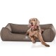 Orthopädisches Hundebett Amelie aus Velours mit Handwebcharakter braun XXXL