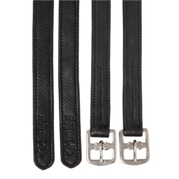 Drei schwarze Lederhalsbänder für Hunde mit silbernen Schnallen, die das eingestanzte Logo "Pets Helper" auf dem linken Halsband zeigen.