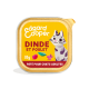 Pâté de nourriture pour chat Edgard Cooper dans un contenant jaune de 85g avec une illustration de chat gris et "Dinde et Poulet" pour les chats adultes.
