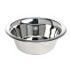 Stainless steel pet bowl with a reflective surface, shown against a white background.