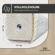 Quadratischer Holzpfosten mit Sisalseil umwickelt; sichtbarer Text 'VOLLHOLZHOLME' und 'Stabile, eckige Holzholme mit 7x7 cm.'