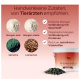 PFERDEGOLD Mangan‑Eimer und Pellets mit Zutatenabbildungen; Überschrift: „Handverlesene Zutaten, von Tierärzten empfohlen.“