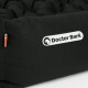 Schwarzes Hundebett von Doctor Bark, maschinenwaschbar bis 95°C, trocknergeeignet, mit dem Text: "Einfach das Hundebett in die Waschmaschine."