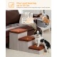 Hundetreppe mit drei Stufen, mit einem braun-beigen Design, beschriftet für eine maximale Traglast von bis zu 80 lbs, geeignet für kleine Hunde.