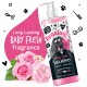 Bugalugs Baby Fresh Shampoo-Flasche mit einem rosa Etikett, Cartoon-Hund, Blumen und Hinweisen zu seiner veganen, parabenfreien Formel.