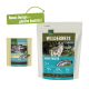 Die Verpackung für Hundefutter "Real Nature Wilderness" hebt frischen Fisch hervor: 70% Fisch, 30% Pflanzen, keine Körner. Mit einem Wolf im Wald.