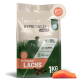 Reavet+ Hypoconcept Adult Hundefutterbeutel 'Mit frischem Lachs' 1 kg, grün-beige Verpackung mit Lachsstück und Kroketten abgebildet.
