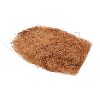 Natürliche Kokosfaser-Bettwäsche für Haustiere, mit einer dichten, braunen, faserigen Textur. Ideal für kleine Tiere.