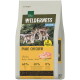 Beutel Real Nature Wilderness Junior Hundefutter, Pure Chicken, zeigt Wolfswelpen und Hühnerstücke, mit der Angabe 60% 40% 0%.