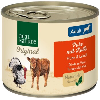 Original Nassfutter für Hunde Adult Pute mit Kalb 12x200 g