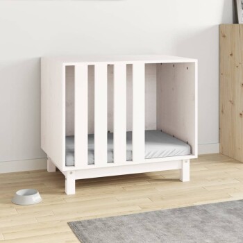 Hundehütte Massivholz Kiefer Hundehöhle Hundebett weiß 70 cm, 50 cm, 62 cm