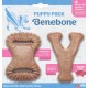Puppy Pack by Benebone featuring two chew toys: a dental chew with cleaning ridges and a wishbone, both in bacon flavor.