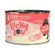 Nourriture pour chat en conserve étiquetée "Lucky Lou" pour chatons, contenant de la volaille avec des carottes, 200g, fabriquée en Allemagne, avec plus de 96% de viande.