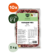 Barfer's Komplett-Mix Pferd (gewolft) Rohfutterpackung, Etikett sichtbar, orangefarbener '10x'-Badge und grüner '5 kg'-Kreis.