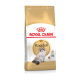 Sac de nourriture pour chat Royal Canin Adult Ragdoll avec une image de chat Ragdoll, avec un design doré et blanc, étiqueté "Nutrition de race féline."