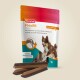Beaphar Flexifit Sticks Verpackung für Hunde, mit einem Bild eines laufenden Hundes, mit Text, der Vitamine, Omega 3 und Glucosamin hervorhebt.