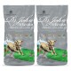 Zwei 4kg Säcke Dr. John Titanium Hundefutter, graues Design, mit einem laufenden Hund, der "reich an Huhn & Gemüse" hervorhebt.