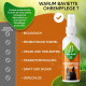 Baviette-Ohrenspray für Hunde mit Hunde-Foto; hervorgehobene Texte: „Biologisch“, „probiotische Formel“, „vegan“.