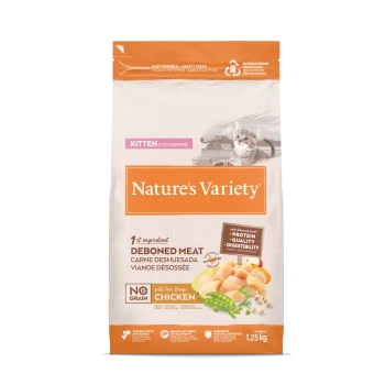 Sac d'alimentation pour chatons Nature's Variety, viande désossée, sans céréales, avec poulet élevé en plein air, 1,25 kg, image d'un chaton
