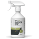 Weiße 500ml Sprühflasche von REAVET Giardien Stop Parasitenreiniger, hergestellt in Deutschland, mit dem Text "Clean Protection".