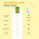 Bild, das die Vorteile von "Irish Pure" Tierfutter vergleicht: hohes Fleisch, getreidefrei, sojafrei, keine Füllstoffe, zuckerfrei im Vergleich zu niedrigeren Werten in einem weißen Feld.