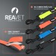 REAVET Professional Hundeleinen in Gelb, Orange, Blau und Schwarz mit schwarzen Karabinern; deutscher Text 'In 4 Farben erhältlich'.