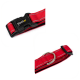 Rote Haustierhalsband mit einer schwarzen Schnalle, die das 'lionto'-Logo trägt, und einem Metall-D-Ring zur Leinenbefestigung.