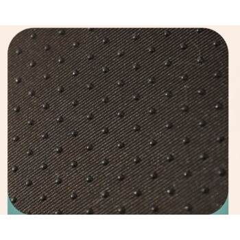 Nahaufnahme einer strukturierten schwarzen Haustiermatte mit kleinen erhöhten Punkten für Grip und Komfort, vor einem hellen Hintergrund.