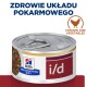 Puszka diety weterynaryjnej Hill's Prescription Diet i/d z kurczakiem i warzywami, z polskim tekstem "Zdrowie układu pokarmowego" wyraźnie wyeksponowanym.