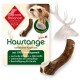 Natürlicher Kausnack für Hunde, hergestellt aus 100 % Hirschgeweih, mit dem Etikett "Kaustange", Größe M, mit Vorteilen für die Zahnpflege und Mineralien.