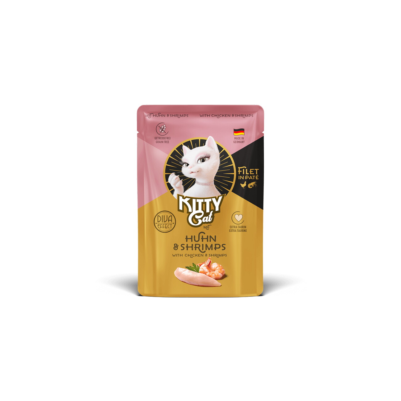 KittyCat Nassfutter Katze, Adult, Filet in Paté Huhn und Shrimps 6x85 g