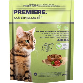 PREMIERE cats love nature Adult Huhn, Kaninchen & Vollkorngerste, 300 g