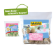 Deux paquets de nourriture pour oiseaux MultiFit : un plus grand sac avec 20 boules de suif d'été et un plus petit sac coloré avec une illustration d'oiseau.