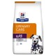 Hill's Prescription Diet Urinary Care Hundefutterbeutel mit einem Dalmatiner mit einem blauen Halsband, beschriftet mit "u/d" und "Vom Tierarzt empfohlen."