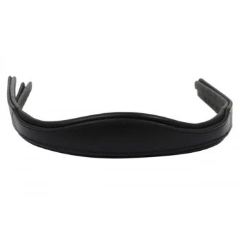 Schwarzes Lederhalsband für Haustiere mit einem glatten, gepolsterten Design und verstellbaren Riemen auf beiden Seiten.