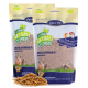Zwei Beutel von Lyra Pet Nature Power getrockneten Mehlwürmern, die einen Hamster, eine Schildkröte und einen Fisch zeigen, mit den Etiketten "100% natürlich" und "hoher Proteingehalt."