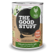 Dose Hundefutter mit der Aufschrift 'THE GOOD STUFF — Puppy Junior, Chicken (Huhn) mit Zucchini & Apfel'.